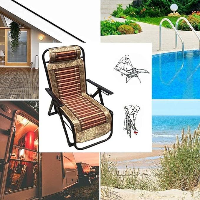 Lounge Chair Outdoor Adjustable Folding Sun Lounger Chair Portable Garden Chairs Reclining Foldable Reclining Sun Lounger for Office Lunch Break Home Nap