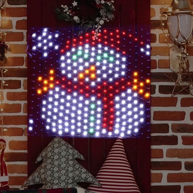 Leisure world LED Snowman Window Silhouette LightsUSB Operated LED Net Outdoor Mesh Lights with Timer 8 Modes for Indoor Outdoor Holiday Xmas Party Decor