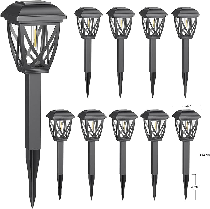 Derynome Solar Lights Outdoor 10 Pack Waterproof Solar Pathway Lights for Outside Outdoor Light for Garden Yard Patio Landscape Planter Walkway Decor