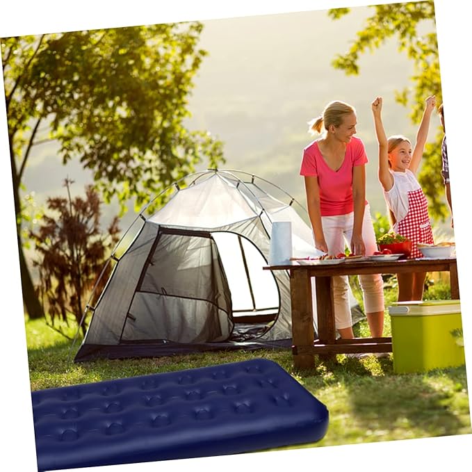 1Pc Mattress Single Inflatable Sleeping Mat for Camping Travel and Outdoor Use Comfortable Flocking Design Compact Easy to Carry for Sleepovers