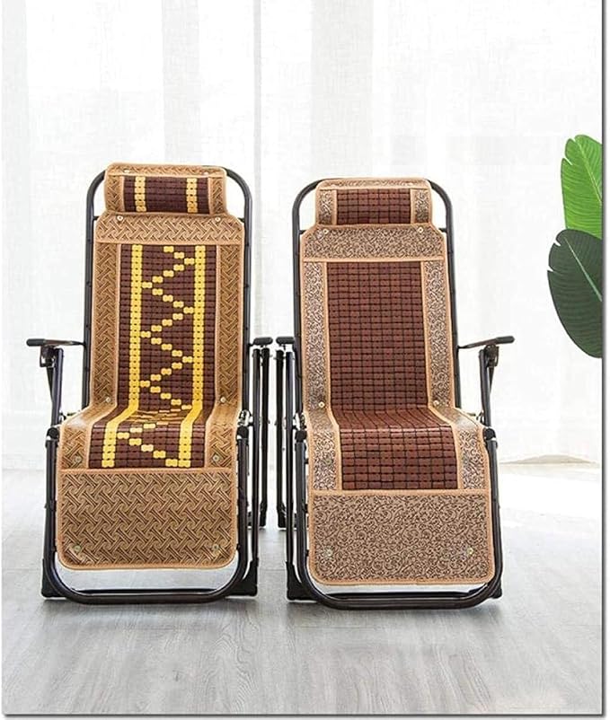 Folding Portable Lounge Chair Reclining Sun Lounger with Adjustable Backrest Bamboo Patio Lawn Chair for Outdoor Beach Balcony and Seniors (B)