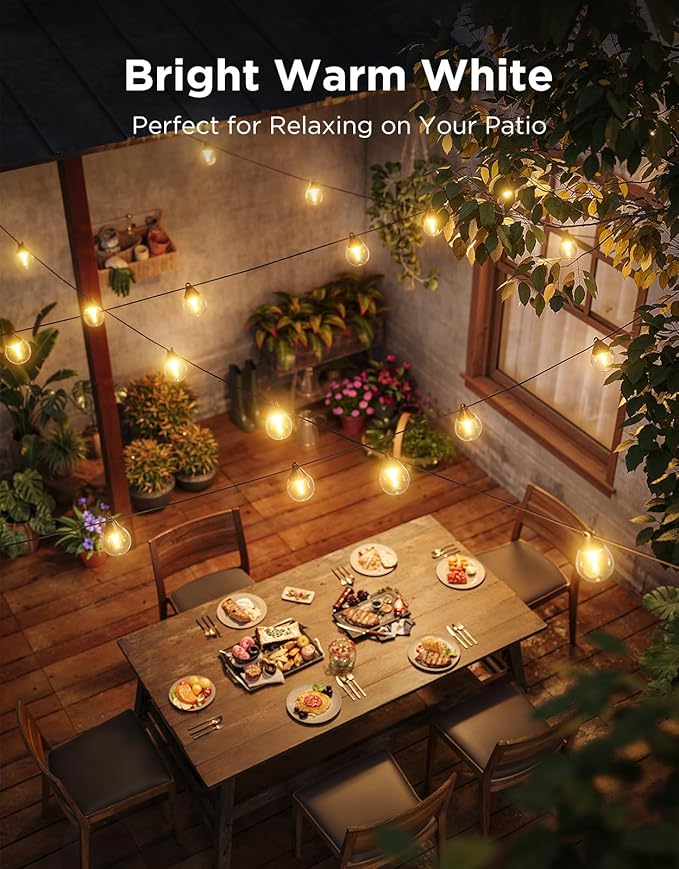 Govee Clear Bulb Outdoor String Lights 144ft RGBWIC Smart Outdoor Lights with 45 Dimmable LED Bulbs 111 Scene Modes IP67 Waterproof &amp Shatterproof Works with Alexa Google &amp Matter for Pat