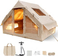 Inflatable Tent for Camping 4-6 Person Glamping Air Tents Easy Setup 4 Season Luxury Cabin Waterproof &amp Windproof Inflatable House Tent with Panoramic View Windows