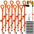 Ground Anchors Shed Anchor Kit - 15 Inch 4-Pack Spiral Stakes Ground Anchors Heavy Duty - Strong Wind Resistant for Camping Tents Carports Swing Sets and Canopies - Earth Anchors (Orange)