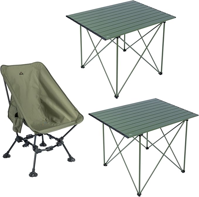 iClimb 2 Light Folding Table and 1 Two-Heights Light Compact Anti-Sinking Chair Ultralight Compact for Adults Outdoor Camping Backpacking Hiking