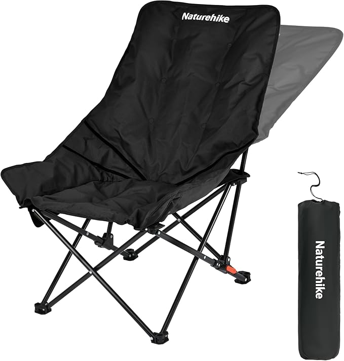 Naturehike Seastar Padded Camping Chair Oversized 2-Position Adjustable Folding Chair Portable Camp Chair with Side Pocket &amp Carry Bag