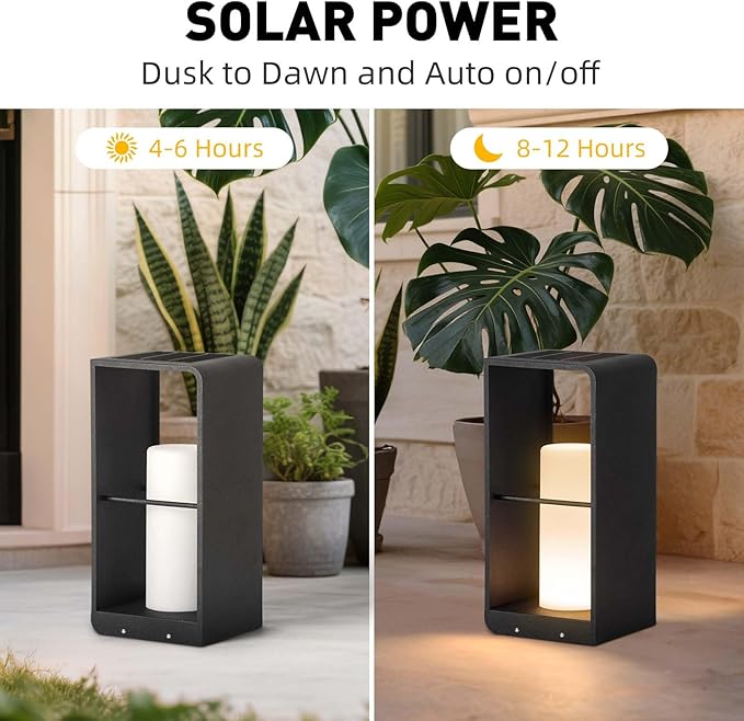 Outdoor Lights for Patio IP65 Solar Lanterns Outdoor Waterproof Dusk to Dawn Floor Lamp with 3000K LED Solar Powered Landscape Lighting for Garden Yard Deck Backyard Porch and Path