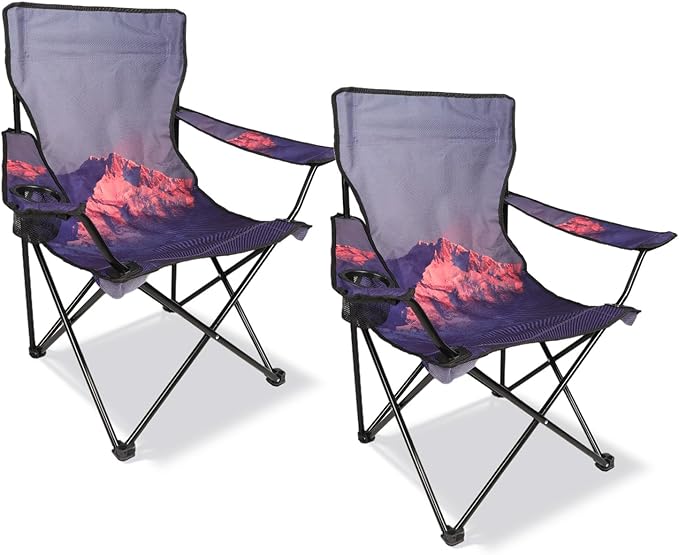 Northroad 2 Pack Camping Chairs Portable Camp Chairs Folding Lawn Chairs with Cup Holder for Outdoor Camping Hiking Travel Patio Beach Picnics