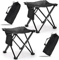 2 Pack Camping Stool 13 Inch Compact Camping Chair Portable Lightweight Folding Stool Seat with Side Pocket and Carry Bag for Outdoor Hiking Fishing Picnic Beach and Lawn Party Black
