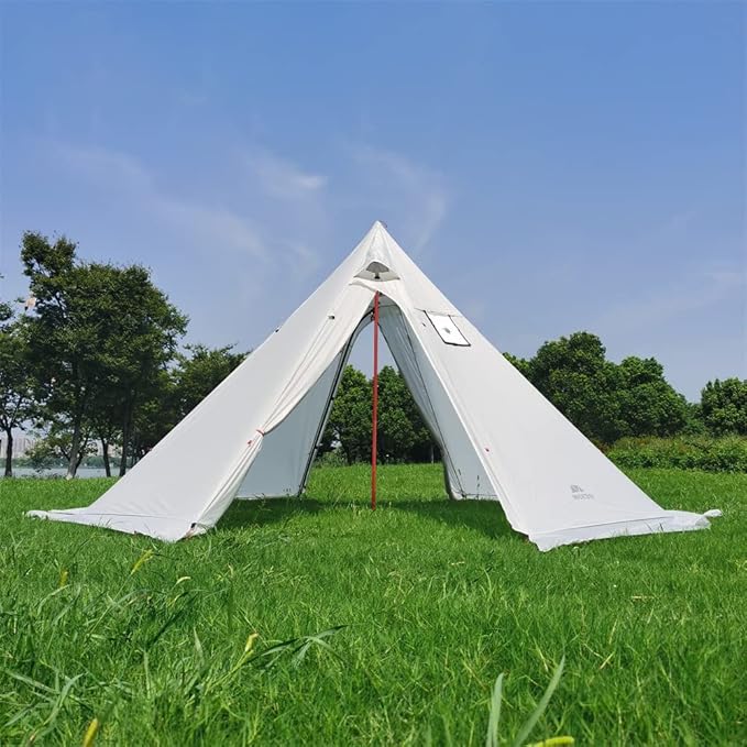 Tipi Hot Tent with Fire Retardant Stove Jack for Flue Pipes 3~4 Person Lightweight Teepee Tents with Snow Skirt for Family Team Outdoor Backpacking Camping Hiking
