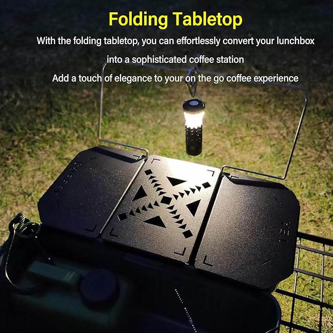 Aluminium Alloy Folding Table Top for Stanley Lunch Box Portable Coffee Station Camping Table Board with Elegant Hollow Pattern Ideal for Outdoor Coffee Enthusiasts