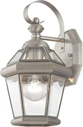 Livex Lighting 2061-91 Outdoor Wall Lantern with Clear Flat Glass Shades Brushed Nickel