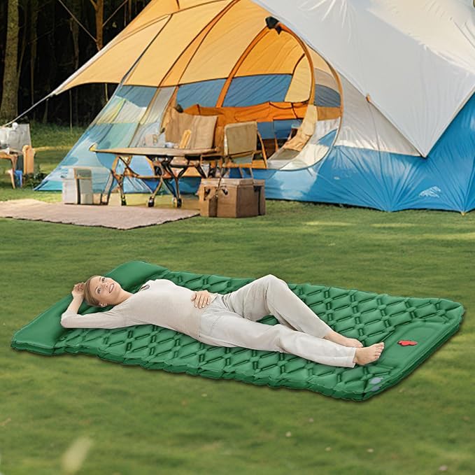 Outdoor Inflatable Mattress Light Weight Hiking Sleep Pad with Pillow Travel Mat Folding Bed for Travel Hiking Mat Folding Bed