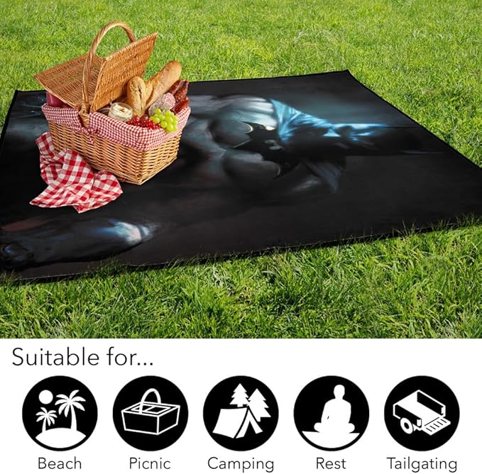 LOGOVISION Batman Classic Silhouette Outdoor Blanket for Picnic Beach Camping Park Tailgate 50x60