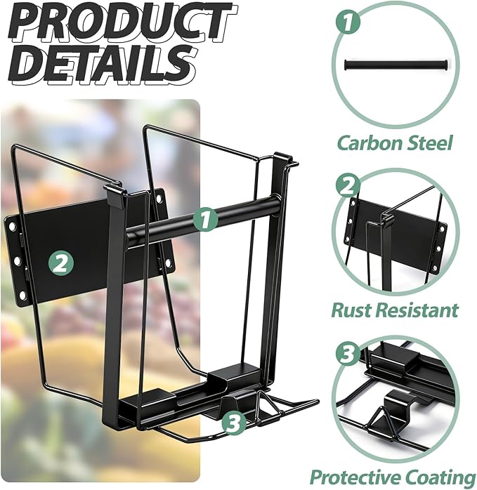 Moxweyeni Narrow Produce Roll Rack for Plastic Bags Holder Organizer 7 x 10 x 8 Inches Wall-Mountable Dispenser Rack with Removable Rod for Kitchen Supermarket Grocery And Store