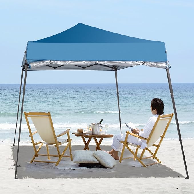 1.8 * 1.8m Beveled Oxford Cloth Black Plastic Sprayed Iron Pipe with One Side Cloth Backpack Storage Bag Folding Shed Sky Blue