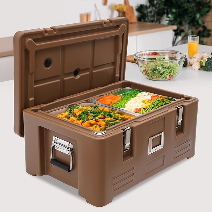 Coffee Flip Down Top Loading EPP Insulated Food Pan Carrier 30L Full-Size Pan Max Capacity for Camping Buffet Party