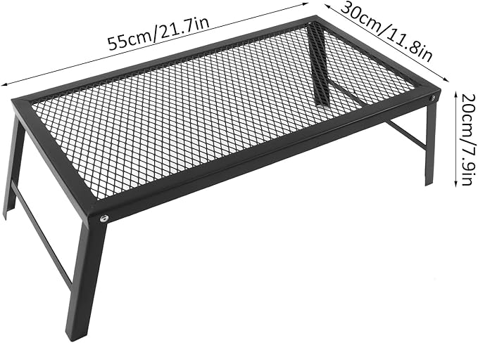 Portable Folding Campfire Grill Grate Multifunctional &amp Waterproof 304 Stainless Steel Outdoor Camp Grill Rack (Black)