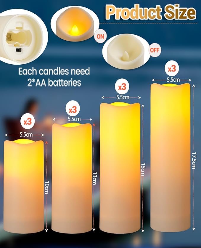 Outdoor Waterproof LED Candle Lamp with Remote Control Indoor Bedside Lamp Battery Candle The Night Light is Dimmable Candle 12pcs It is Suitable for Decorative Lighting atmospheres
