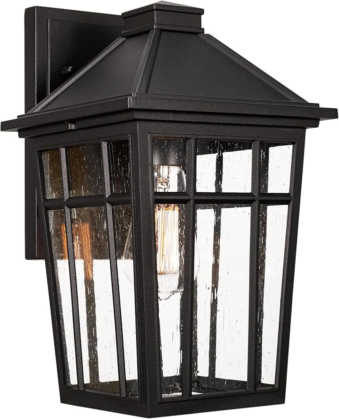 Darkaway Outdoor Sconce Lights Wall Light Fixtures 14inch Large Porch Light Outdoor Wall Anti-Rust Waterproof Aluminum with Glass Exterior Light Fixture for Patio Yard Doorway Garage (Large Black)
