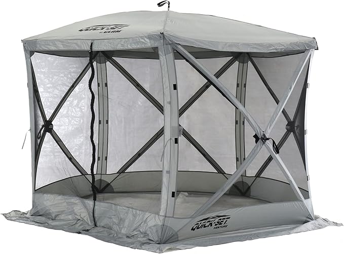CLAM Pop Up Screen Tent Outdoor Camping Gazebo Canopy Venture 9' x 9' Gray