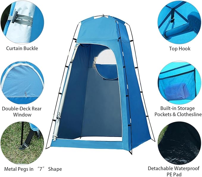 Pop Up Privacy Shower Tent Portable Outdoor Camping Bathroom Toilet Tent Changing Dressing Room Privacy Shelters Room Lightweight &amp Sturdy Foldable for Outdoors Indoors