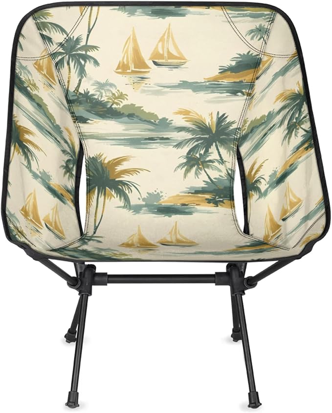 Honeybaby Folding Camping Chair Sailboat Palm Tree Camping Chairs Lightweight Portable Chair Outdoor Foldable Chairs for Camping Travel Picnic Beach Hiking