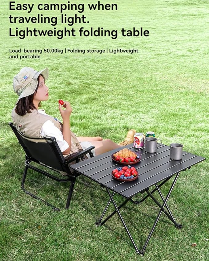 Folding Camping Table – Ultralight Aluminum Portable Table for Camping Hiking Backpacking Picnic Beach BBQ – Compact Lightweight Collapsible Travel Side Table for Outdoor RV (1)