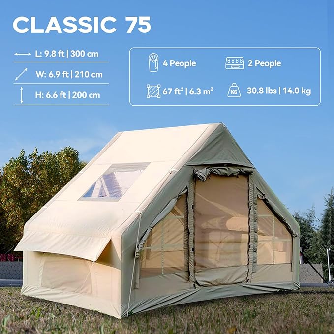 Inflatable Camping Tent with Pump4-6 Person Waterproof Blow Up Air Tent for Camping HikingEasy to Set Up 4-Season Inflatable House Tent with Oversized Canopy.
