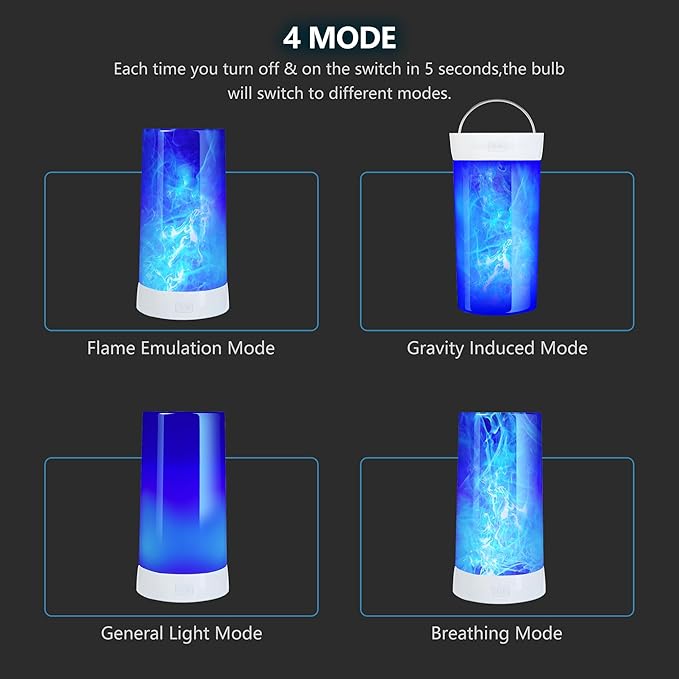4X LED Flame Effect Light  USB Rechargeable 4 Modes Flickering Flame Candle Lantern with Remote Timer Gravity Sensing Effect Magnetic Base Waterproof Dimmable Outdoor Hanging Lamps Camping