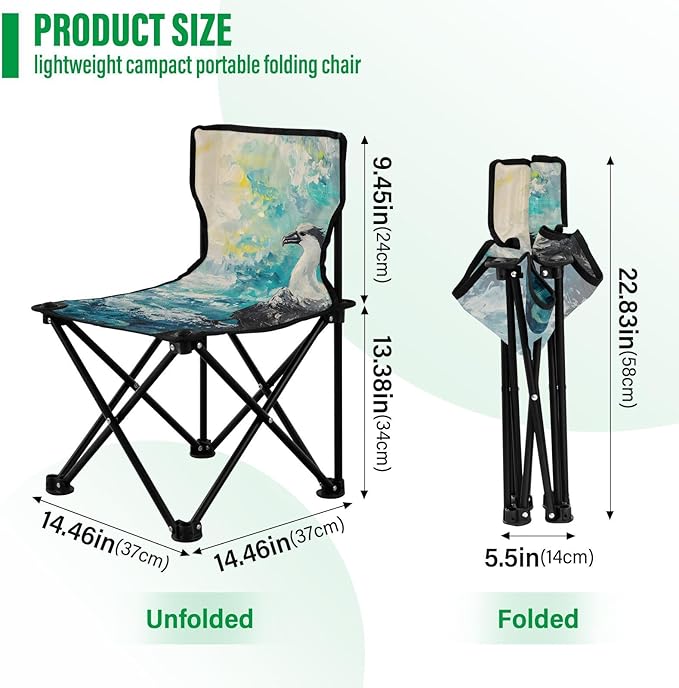 Vulture Portable Camping Chairs Folding Chair - Durable Oxford Fabric Lightweight Iron Frame Easy Fold Design - Ideal for Outdoor Activities Camping Fishing and Travel