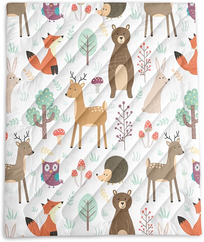 Axolotl Wild Animal Theme Printed Camping BlanketDeer Bear Fox Waterproof BlanketMushroom Botanical Packable Outdoor BlanketWoodland Hedgehog Owl Backpacking Quilt for CampingHikingStadiumPicnic