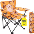 Padded Kids Camping Chair Folding Toddler Chair with Cup Holder &amp Safety Lock Portable Kids Beach Chair Ages 3-6 for Outdoor Camping Foldable Kids Chair Support 120lbsOrange Dog