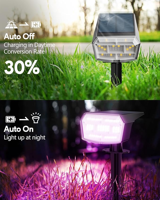 HIBOITEC Solar Spot Lights Outdoor Color Changing 59LED Landscape Lighting Solar Powered Uplights Waterproof Dusk to Dawn for Christmas Decorations Garden Yard Outdoor 8 Packs Multicolor