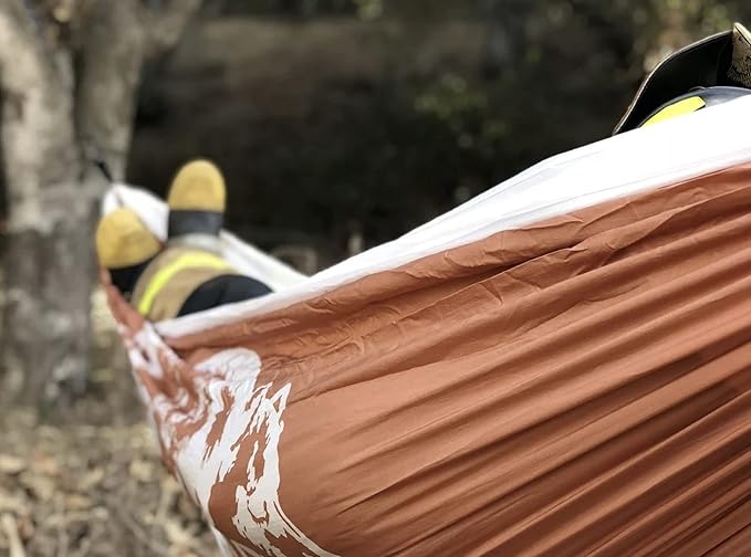 Rincon Camping Hammock with Tree Straps Indoor Outdoor Travel Portable Backpack Double Parachute Hammock with Bag (Peach Orange)