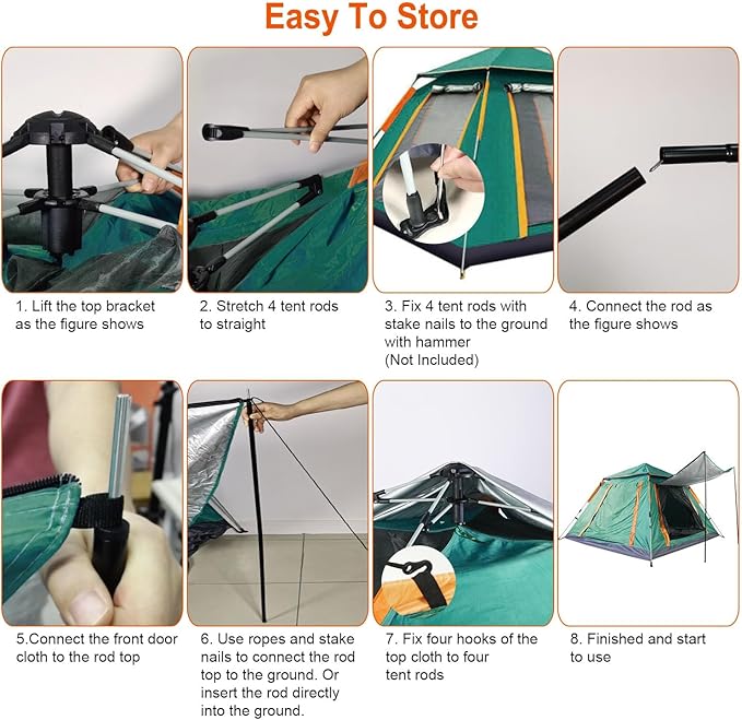JHshop 4-5 Person Camping Instant Pop Up Tent 2/4/5Person Easy Setup for Camping Hiking and Outdoor Portable Beach Tent - Beach Tent Sun Shelter Outdoor Tent - Green