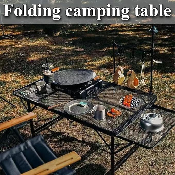Metal Folding Table Lightweight Grill Side Table for Backpacking Party Beach Fishing Quick Setup Foldable Camping Table
