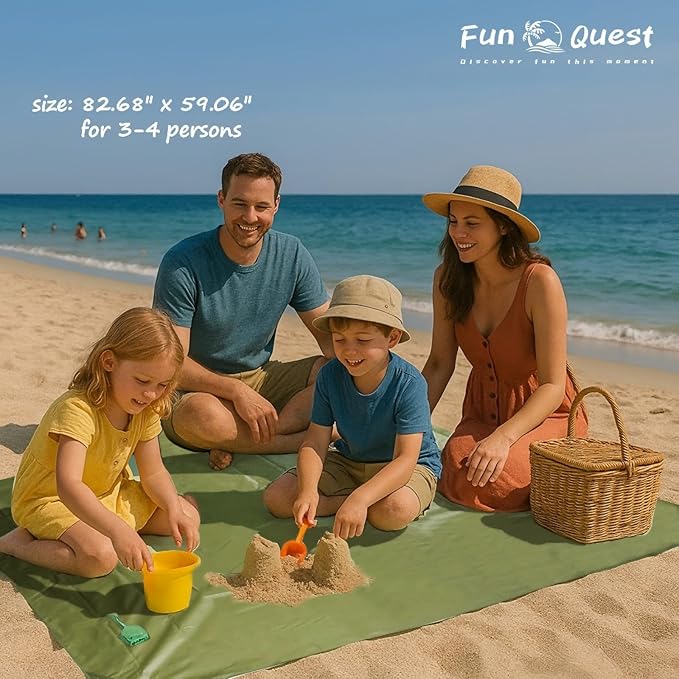 Picnic Blanket Waterproof – Packable Sand Proof Beach Blanket (0.42lb/0.66lb) Compact &amp Foldable Fits in Pocket with Integrated Stakes Ideal for Camping Hiking Travel Concert Festival