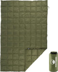 Down Camping Blanket Packable 78x52” Ultralight Compact Travel Blanket with Bag - Puffy Wearable Sleeping Gear for Camp Hiking Backpacking Stadium Festivals or Beach by Wakeman Outdoors (Green)