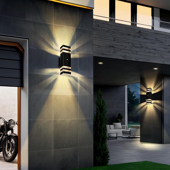 Exterior Lighting Fixtures Dusk to Dawn 2 Pack 3000K Warm White Outdoor Wall Lights Up and Down Porch Lights Waterproof Outdoor Lights for House Porch Patio