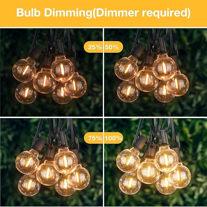 String Lights for Outside 150FTDimmable Waterproof Outdoor String Lights with 75+2 Shatterproof G40 Globe Bulbs Connectable LED Patio Lights Commercial Hanging Lights for Christmas Backyard Party