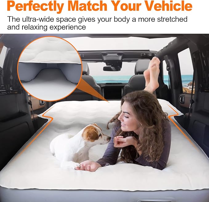 65''SUV Air Mattress Pad for SUV Trunk 10 Inch Ultra-Thick Inflatable Car Mattress SUV SUV Air Mattress Camping Bed with Built in Pump