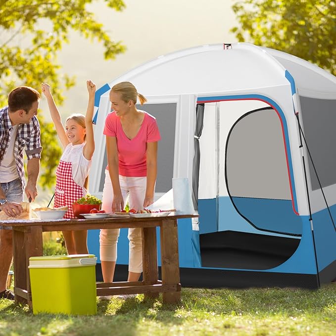 Tangkula 5 Person Camping Tent Portable Backpacking Tent with Removable Rainfly Floor Mat 3 Mesh Walls &amp Zippered Doors Carrying Bag Family Dome Tent for Camping Hiking Traveling Picnic