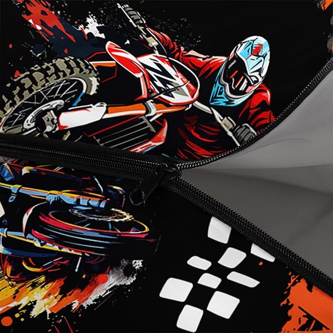 Axolotl Dirt Bike Sleeping Bag for Boys Cool Road Race Waterproof Camping Bag Colorful Motocross Motorcyclists Portable Camping Backpacking for Travelling Outdoor Indoor Hunting Gear Equipment