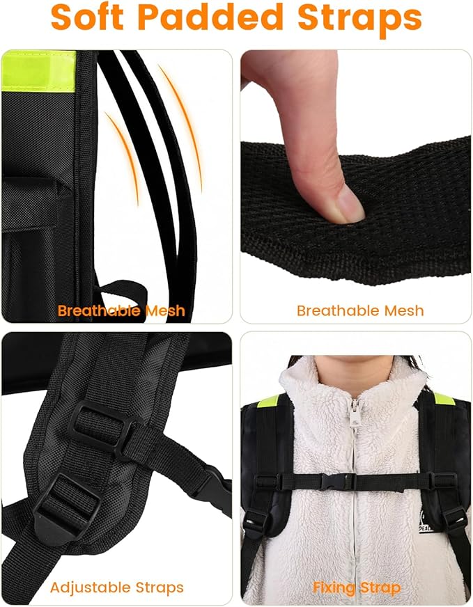 Bodaon Food Delivery Backpack with 2 Base Plates Dual-Layer Insulated Compartments Waterproof Lining Reflective Strip - Pizza Delivery Bag for Bike Couriers Grocery Takeout Food Transport
