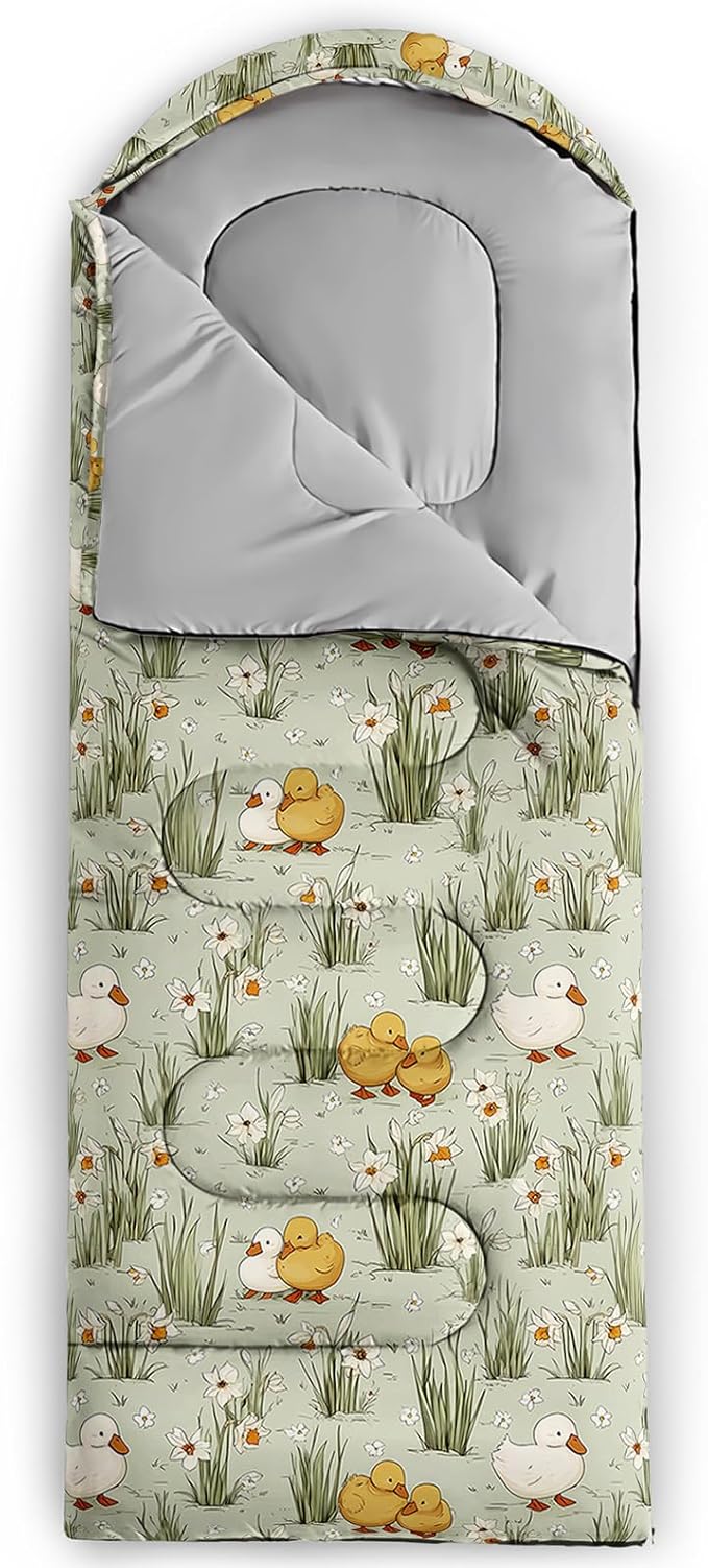 AILONEN Cartoon Camping Sleeping Bag for Boys Girls AdultsLightweight &amp Waterproof3 Season Warm &amp Cold WeatherPortablePrinted Sleeping BagTravelingCampingHiking