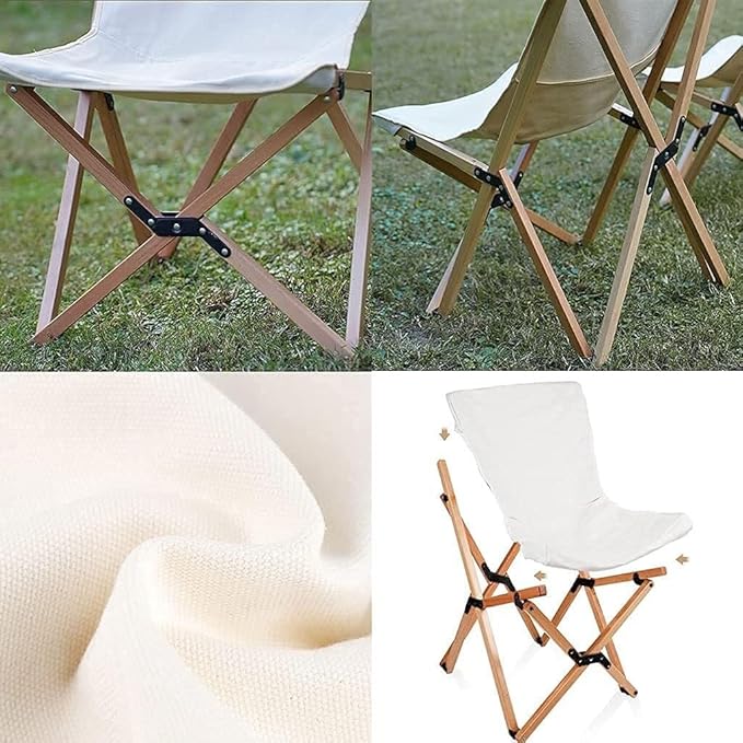Outdoor Camping Chair Portable Folding Canvas Chair with Beech Wood Frame Lightweight Recliner for Beach Picnic and Hiking