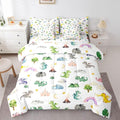 Baby Dragon 7 Piece Bedding Set Full Size Animal Comforter Set with SheetsPillowcases &amp Cushion Cover for Boys Girls Bedroom Decor Cartoon Wildlife Bed in a Bag Microfiber Women Men White Green