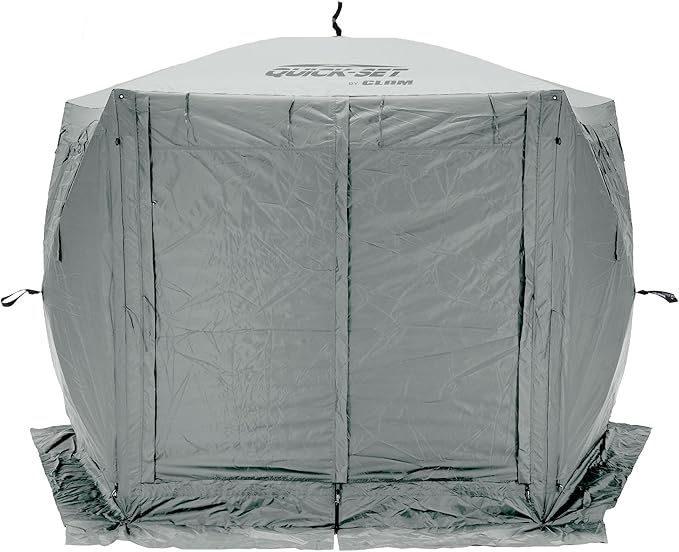 CLAM Pop Up Screen Tent Outdoor Camping Gazebo Canopy Adventure with Wind Panels 9' x 9' Gray