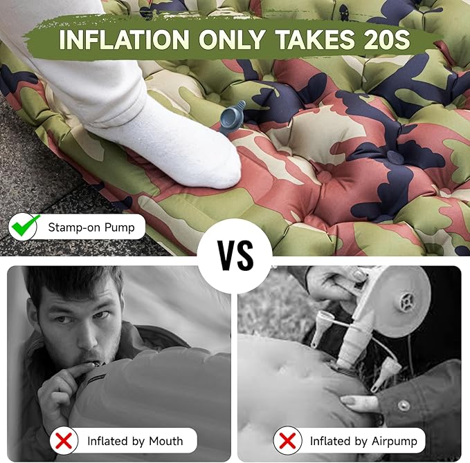 HiiPeak Sleeping Pad for Camping- Ultralight Inflatable Sleeping Mat with Built-in Foot Pump &amp Pillow Upgraded Compact Camping Air Mattress for Tent Backpacking Hiking